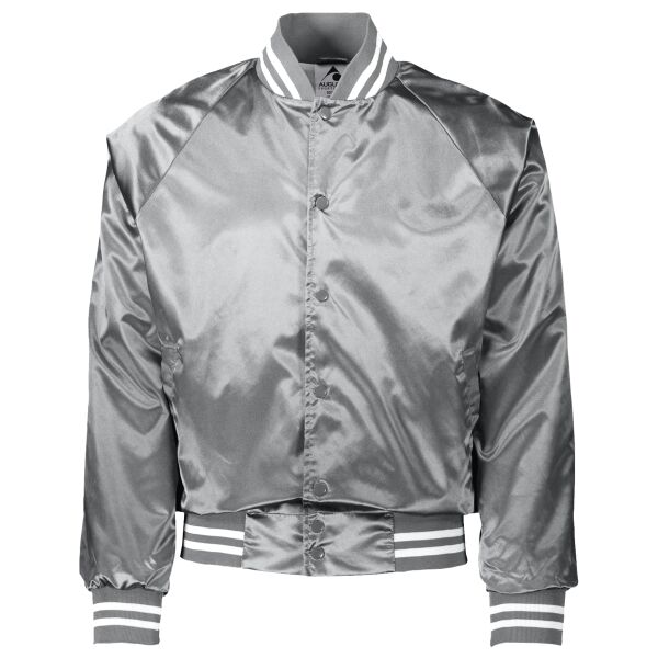 Satin Baseball Jacket/Striped Trim Thumbnail