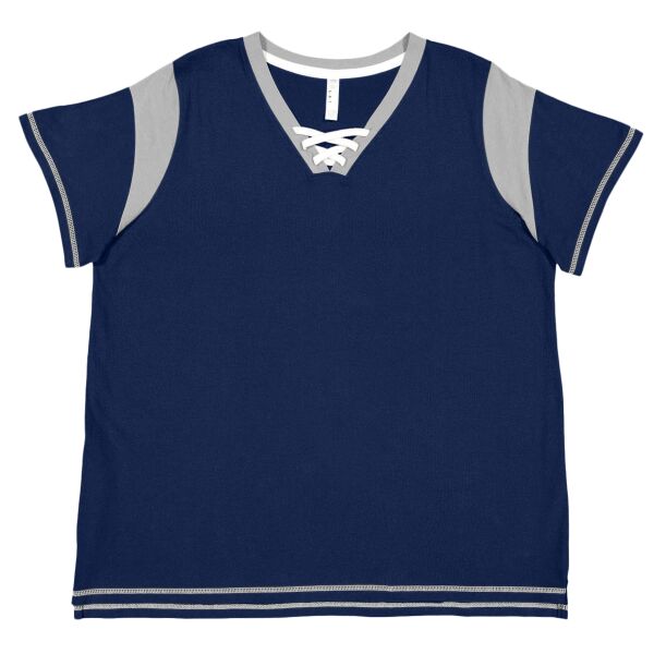 Women's Curvy Lace Up Fine Jersey Tee Thumbnail