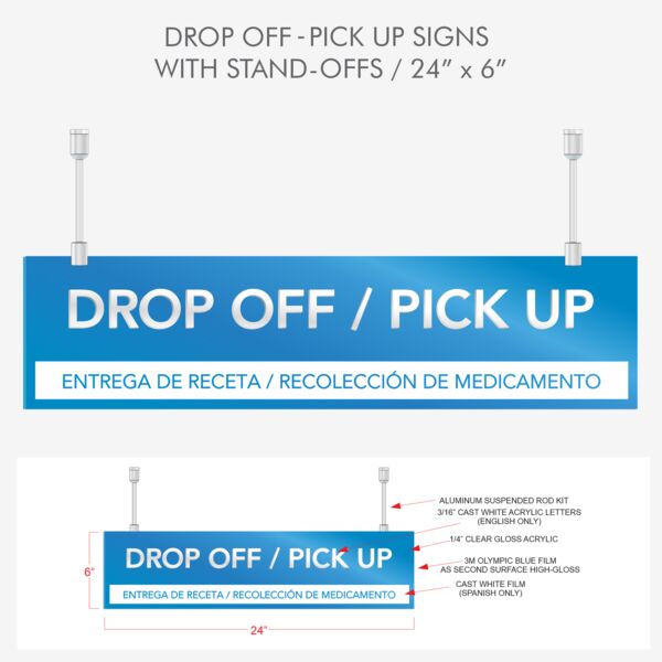 Drop Off- Pick Up Signs 24" 6" Thumbnail