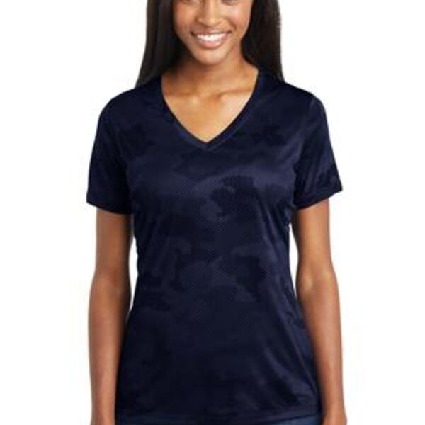 Ladies CamoHex V Neck Tee Thumbnail